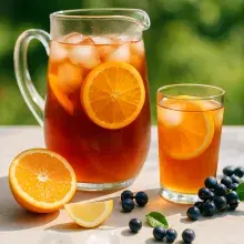 Früchtezauber Eistee Hot &amp;amp; Cold Karaffe eiswürfel, frische orangen